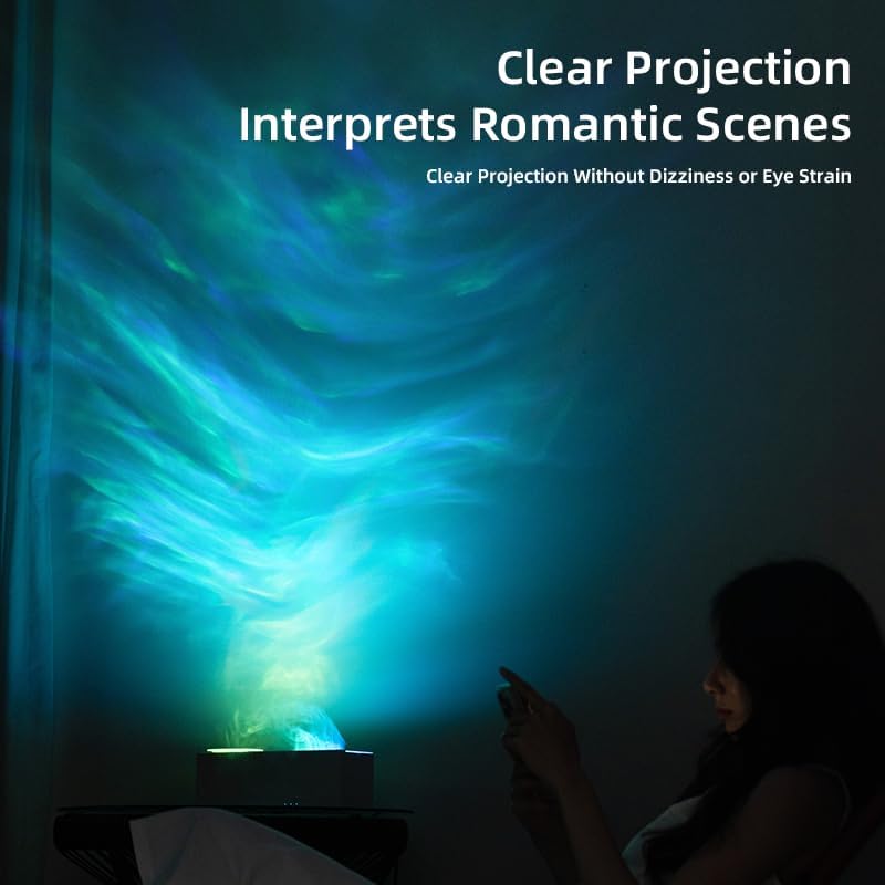 SENMUL Essential Oil Diffuser, Ripple Projection Vibe Flame Oil Diffuser - Aromatherapy Aroma Humidifier, Upgrade 7 Flame Colors Noiseless 150ml Remote - Perfect for Bedroom Home Office (Ripple Black) - Image 4